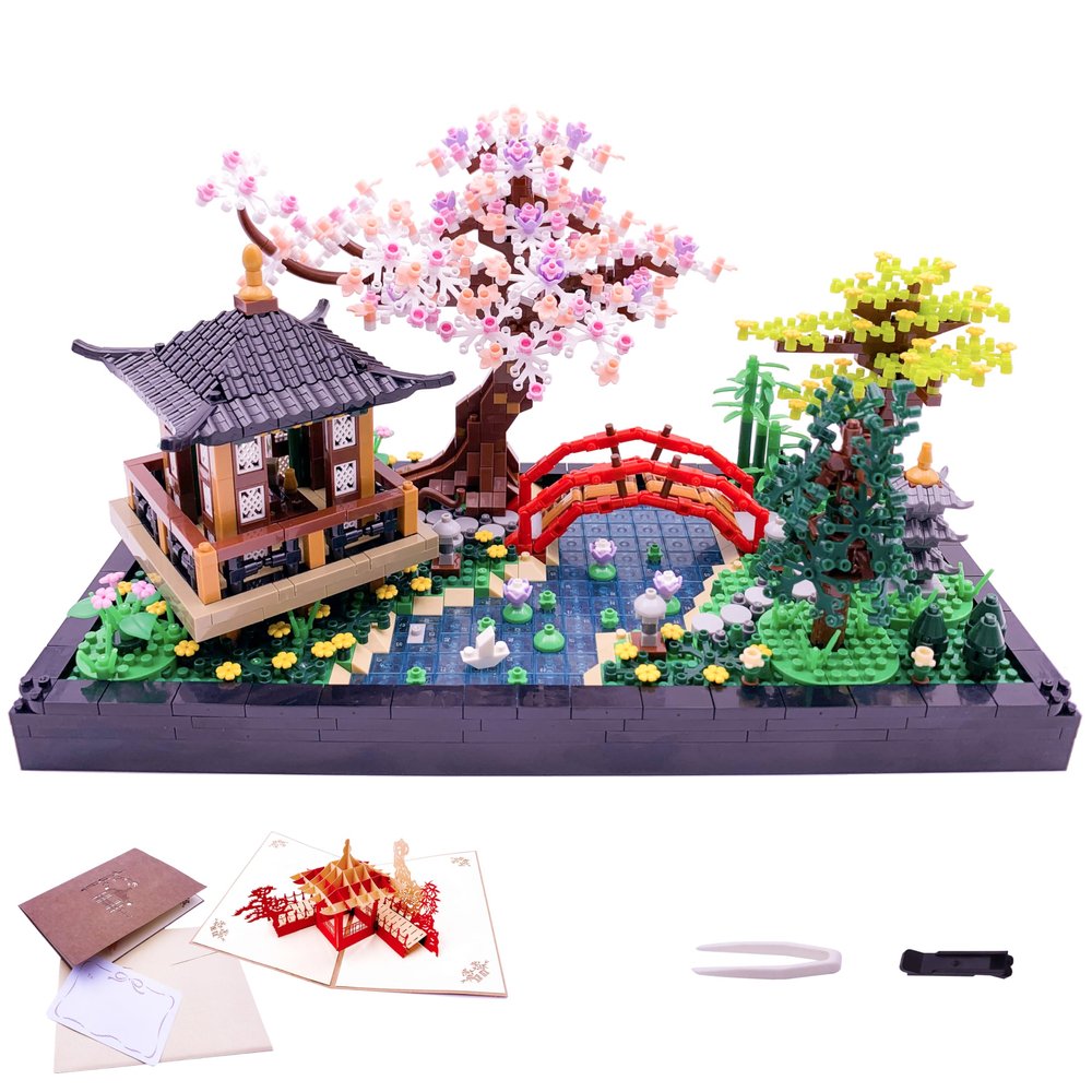 Alizdd Micro Building Blocks SetsChinese Zen Garden Architecture and Cherry Blossom Bonsai Tree Building Toys for AdultsJapanese Sakura House ModelCreative Mini Bricks Gift for Kids 14+2280 PCS