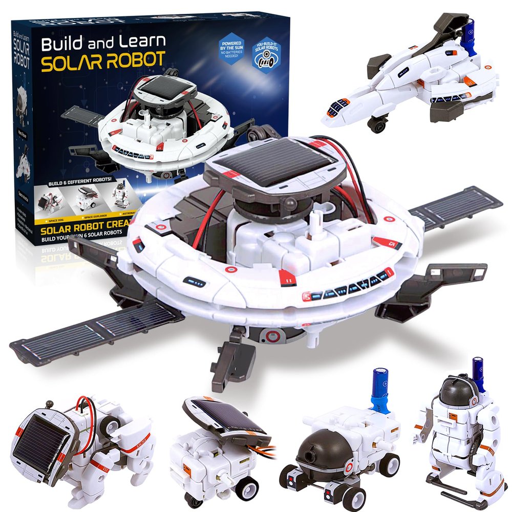Hechify 6-in-1 Solar Robot Building Kit for Boys Aged 8-13, Educational Robotic Toys for Kids, Science Kits STEM Toys Birthday Gifts for 8 9 10 11 12 Years Old Boys Girls Teens (White)