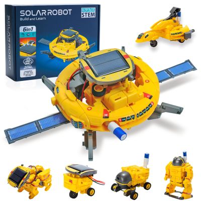 Hechify 6-in-1 Solar Robot Building Kit for Boys Aged 8-13, Educational Robotic Toys for Kids, Science Kits STEM Toys Birthday Gifts for 8 9 10 11 12 Years Old Boys Girls Teens (Yellow)
