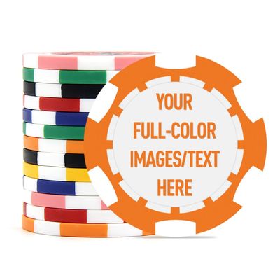 Generic 40mm Custom Poker Chips with Your Text,Logo or Design for Weddings, Anniversaries, Parties, Corporate Events, Fundraisers,100 Full Color 11.5 Gram Casino Sized Poker Chips (Orange)