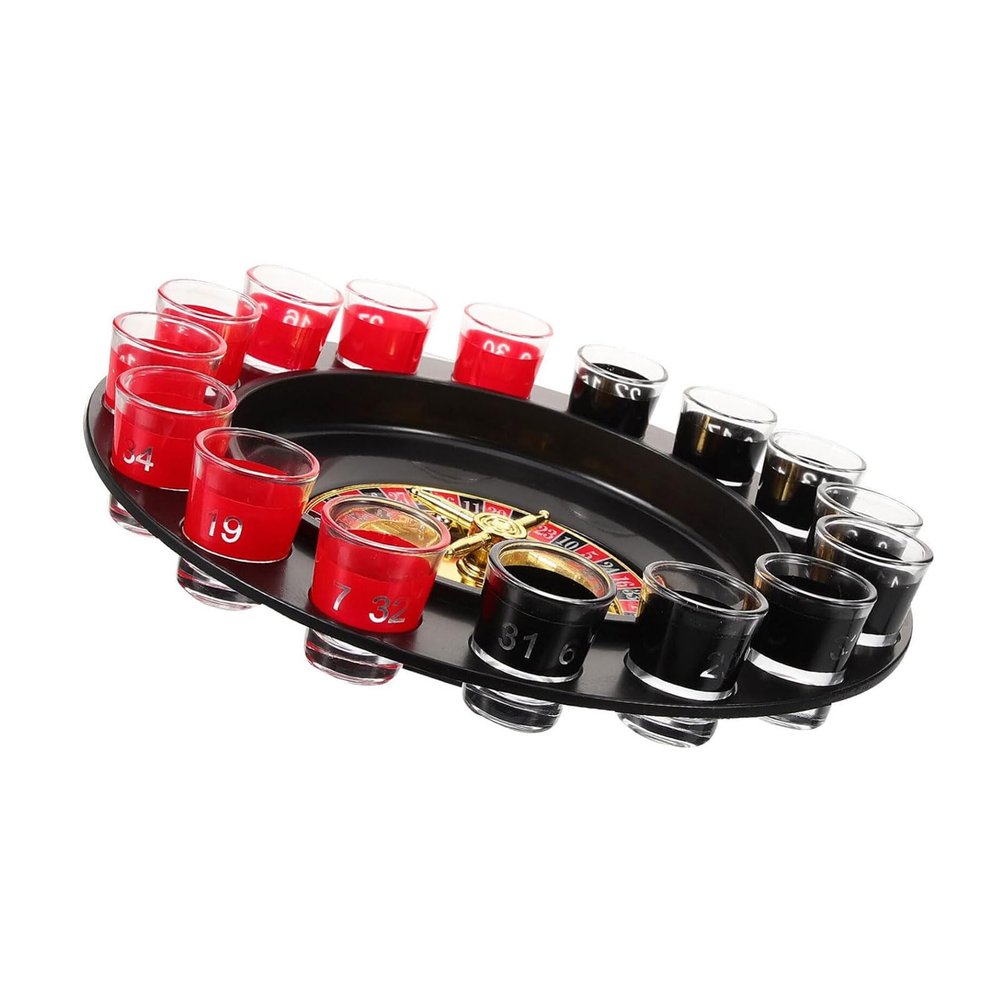 GeRRiT Roulette Sets 1 Set Russian Roulette Shot Roulette Game Set Funny Wheel Drinking Game Set Interactive Adult Party Games Party Games, 29.5*29.5*6cm