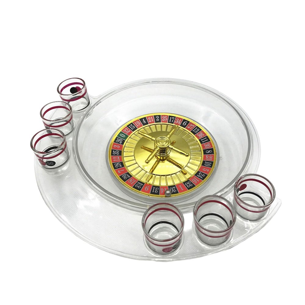 GeRRiT Roulette Sets Roulette Drinking Game KTV Turntable Drinkware with 6 Wine Glass Turntable Game Turntable Entertainment for Game Night Party Games