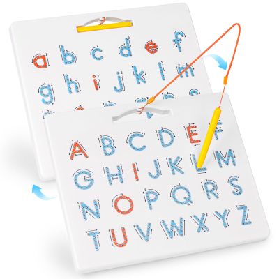 LovesTown Magnetic Alphabet Tracing Board, Double Sided Magnetic ABC Letter Board, Toddler Toys with Magnets Educational Writing Practice for Preschool Homeschool Travel Essential