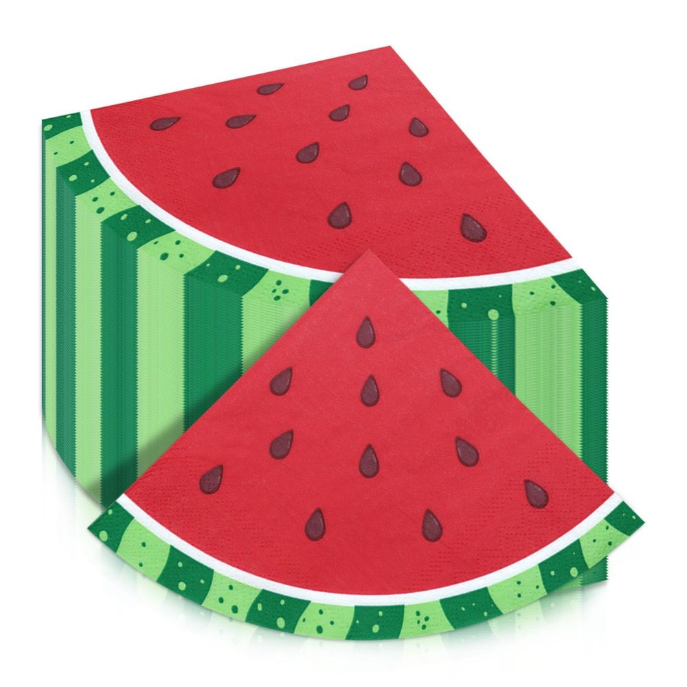 100Pcs Watermelon Napkins, Disposable Watermelon Slices Napkins, Picnic Napkins for Kids Baby Shower Summer Tropical Fruit Watermelon Party Supplies, 13 x 13 Inches