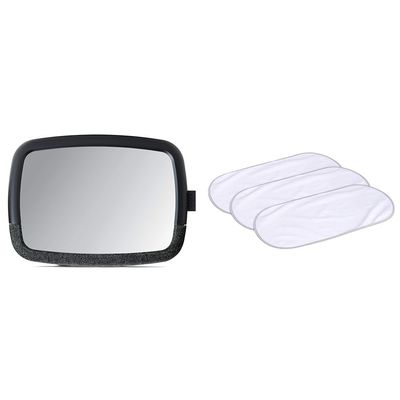 Munchkin Brica 360 Pivot Baby in-Sight Car Mirror and 3 Count Waterproof Changing Pad Liners Bundle