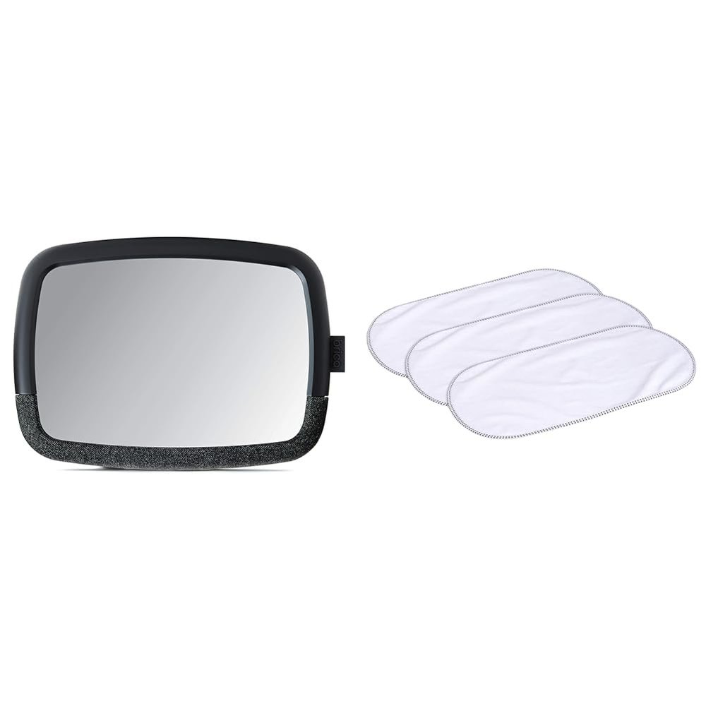 Munchkin Brica 360 Pivot Baby in-Sight Car Mirror and 3 Count Waterproof Changing Pad Liners Bundle