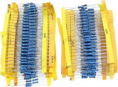 VUBBJCRS Electronic Accessories Capacitor kit 1000Pcs 1% 1/2W 0.5W Metal Film Resistor 50 Values Assorted Kit 0.1 ohm~4.7M ohm Capacitor capacitors