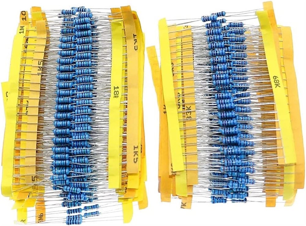 VUBBJCRS Electronic Accessories Capacitor kit 1000Pcs 1% 1/2W 0.5W Metal Film Resistor 50 Values Assorted Kit 0.1 ohm~4.7M ohm Capacitor capacitors