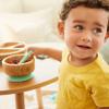 Munchkin BambouTM Bamboo Suction Bowl, Silicone Spoon and Divided Suction Plate - Eco-Friendly Baby Mealtime Set view 3