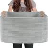MEGASKET Extra Large Rectangle Storage Basket, 23.6" x 17" x 12" Gray Blanket Storage for Living Room, Large Soft Woven Cotton Rope Bin for Organizing, Kids Dog Wicker Toy Box Organizer view 1