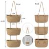 wymulot 3 Tier Wall Mounted Woven Hanging Basket, Over the Door Hanging Basket with Hooks, Decorative Storage Hanging Closet Removable, Large Wall Basket for Living Room, Bedroom, Kitchen (White) view 2