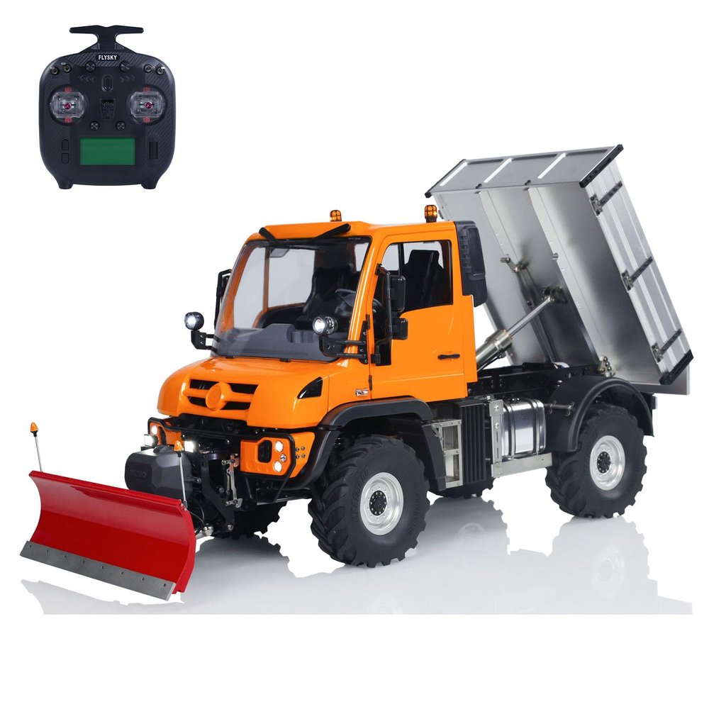 wheelfun 1/10 U423 4X4 RC Hydraulic Off-Road Vehicles Model RC Rock Crawler Car with Snow Blade Metal Bucket 2-Speed Transmission Light Sound ST8 Remote Controller