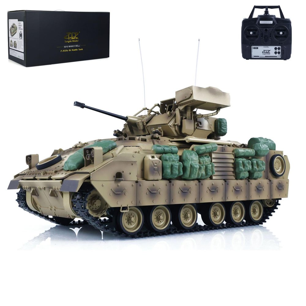 wheelfun 1/16 TD RC Battle Tank Plastic for M2A2 Bradley RC Electric Infantry Fighting Vehicle Model 320Turret Rotation Light Sound Smoke Unit(Basic-Edition) BB Shooting Airsoft Tank That Shoot