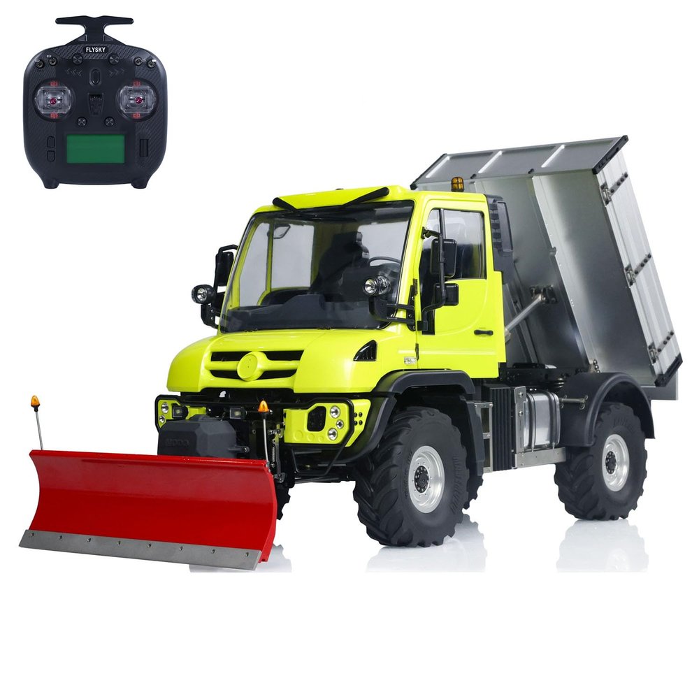 wheelfun 1/10 U423 4X4 RC Hydraulic Crawler Car Model RC Off-Road Dumper Car with Snow Blade Metal Bucket 2-Speed Transmission Light Sound ST8 Remote Controller