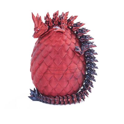 EXQDYNM 3D Printed Dragon Egg Toy 12" Crystal Articulated Dragon with Eyes Decor Collectible