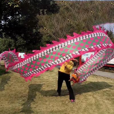 Oracra Dragon Poi Flowy Dragon Body Ribbon Streamer Set, Outdoor Lawn Wulong Dancer, Real-Like Dragon Props for Beach, Square Play, Juggling Shaking Poi Set (Size : 6 m/19.6ft Long)
