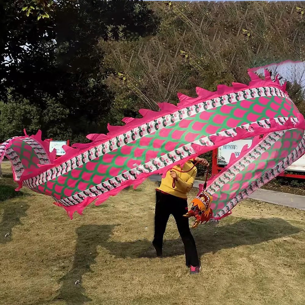 Oracra Dragon Poi Flowy Dragon Body Ribbon Streamer Set, Outdoor Lawn Wulong Dancer, Real-Like Dragon Props for Beach, Square Play, Juggling Shaking Poi Set (Size : 6 m/19.6ft Long)