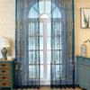 HooHero Blue Living Kids Baby Room 54 Wide Beautiful Sheer Curtains Home Decoration Gauze Voile Window Treatments Gorgeous Style Exquisite Floral Embroidered view 2