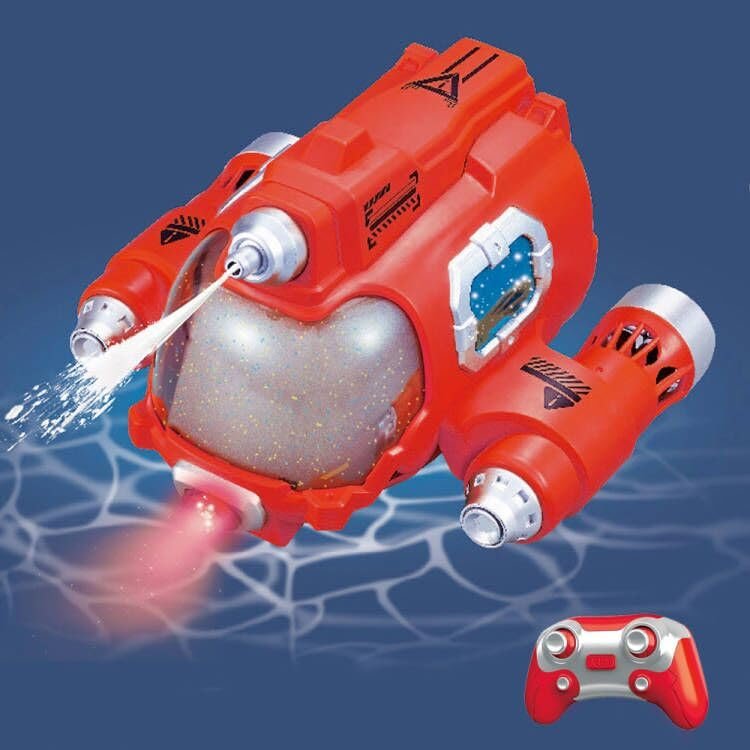 GoolRC Remote Control Boat, RC Boat for Swimming Pool & Lakes, 2.4GHz RC Gasboat with LED Lights and Water Shooting for Teens (Red)