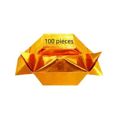 100 pieces Ancestral Money Joss Paper Nether World Gold and Silver Ingots Foldable Paper Handmade Sacrificial Supplies (100 pieces golden)