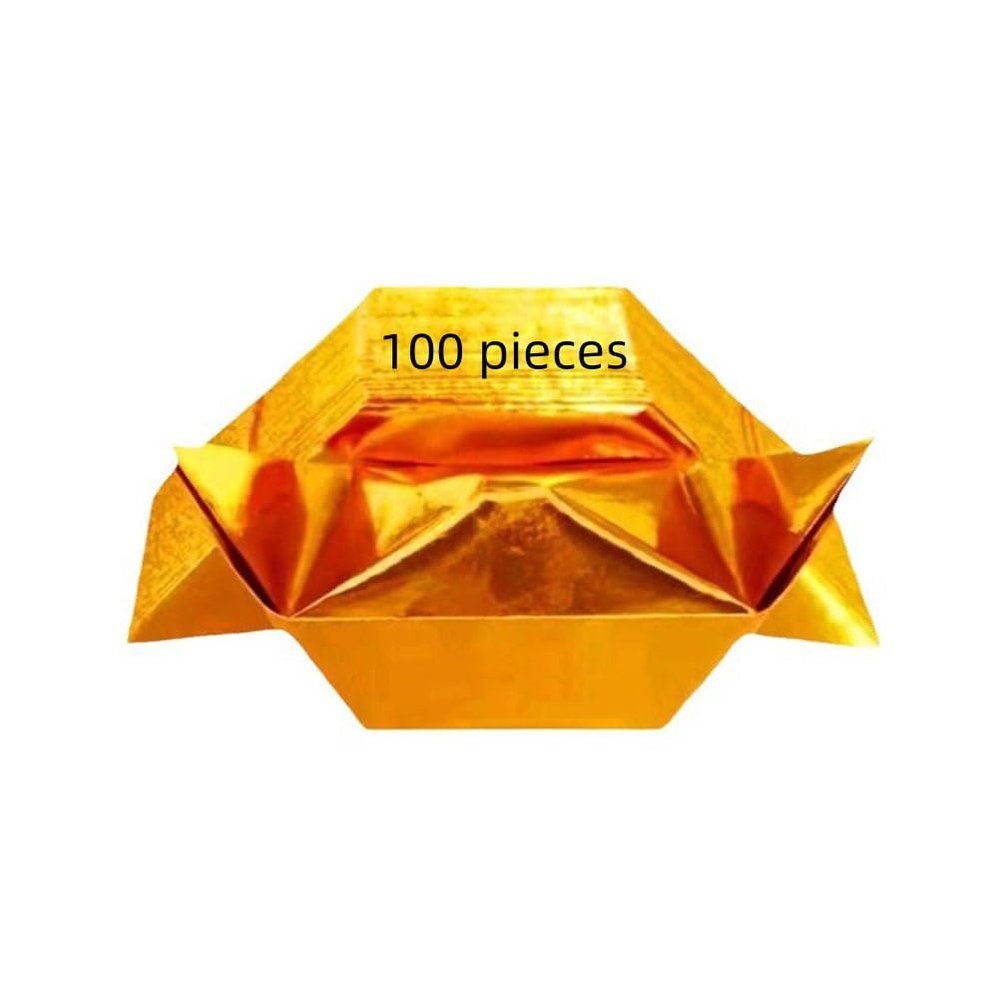 100 pieces Ancestral Money Joss Paper Nether World Gold and Silver Ingots Foldable Paper Handmade Sacrificial Supplies (100 pieces golden)