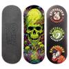 SPITBOARDS 34mm Fingerboard Deck - Real Wood (5-Layers) Classic Popsicle Street Shape - Size: 34 x 96 mm - Single Graphic Deck (Real Wear) - Optimized Concave - Cave Skull view 1