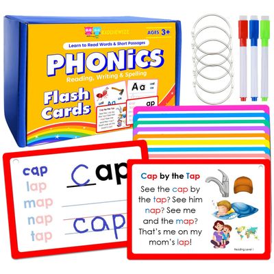 530 Reading Flash Cards for Kids with Decodable Passages, 154 Phonics Flash Cards, Learn to Read Write Spell Words, CVC Words, Blends and Digraphs Kindergarten, 1st Grade 2nd Grade Learning to Read
