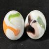 Big Game Toys~2 BOULDERS 35mm Glory Marbles Glass White Yellow Orange Iridescent Swirl Read view 4