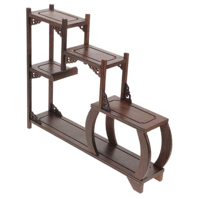 Cabilock Wooden Antique Curio Display Stand Home Decor for Figurines