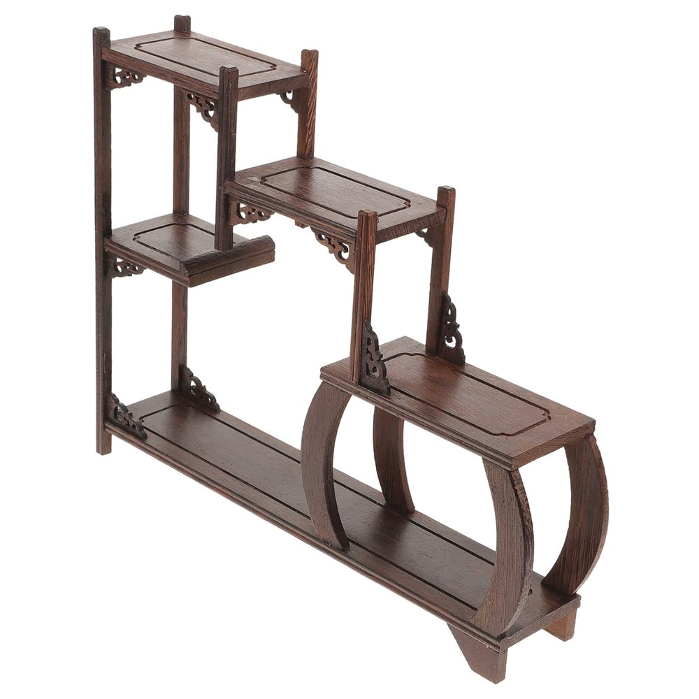 Cabilock Wooden Antique Curio Display Stand Home Decor for Figurines