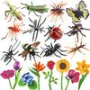 20Pcs Insect Toy Fake Plastic Bugs Figures for Kids - Flower Ladybug Bee Butterfly Ant Cricket Mantis Scorpion Spider School Project Birthday Cake Topper Party Favors April Fool's Day Prank Gifts view 1