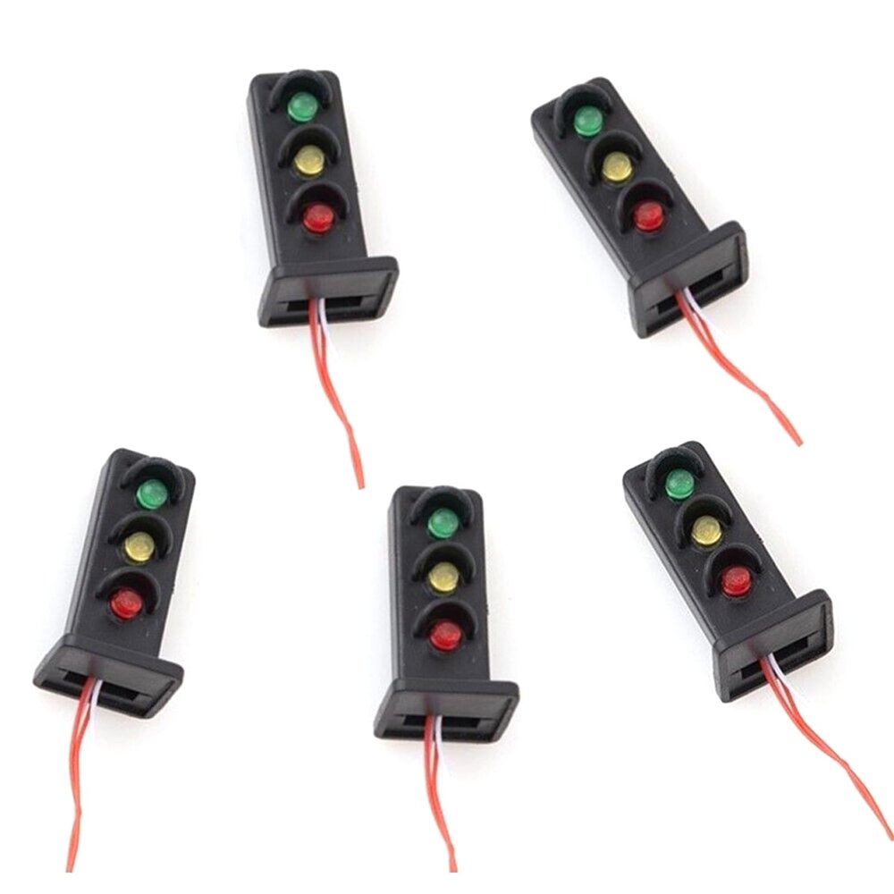 DAGIJIRD 3V DIY Train Signal Lights Miniature Traffic Lamp 1:87 Scale for Train Layout Decoration, 5PCS