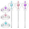 Cocojeci Tiara for Little Girls Princess Crown, Princess Dress Up Tiara and Wand Birthday Crown for Girls 3-6 Kids Play Jewelry (Heart Pink Blue Purple Wand, 6) view 1