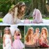 Cocojeci Tiara for Little Girls Princess Crown, Princess Dress Up Tiara and Wand Birthday Crown for Girls 3-6 Kids Play Jewelry (Heart Pink Blue Purple Wand, 6) view 4