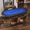 LUCKYERMORE Foldable Poker Texas Holdem & Blackjack Table for 8 Players - Portable Board Game Table with Plastic Cup Holders - Casino Table with Padded Rails & Blue Felt Surface view 3