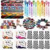 Vanblue 110Pcs Race Car Party Favors Themed Birthday Decorations Supplies Straw Bubble Slap Bracelet DIY Sticker Toy Gift for Boy Kids Treat Candy Bags Stuffers Classroom Rewards view 1