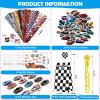 Vanblue 110Pcs Race Car Party Favors Themed Birthday Decorations Supplies Straw Bubble Slap Bracelet DIY Sticker Toy Gift for Boy Kids Treat Candy Bags Stuffers Classroom Rewards view 3