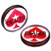 QWORK Casino Quality Dealer Button Set - 3" Diameter, 3/4" Thickness Clear Acrylic with Red Peach Heart, Engraved Dealer - Heavy-Duty with Rubber Bumpers, 2-Pack for Poker Nights and Tournaments view 1