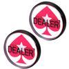 QWORK Casino Quality Dealer Button Set - 3" Diameter, 3/4" Thickness Clear Acrylic with Red Peach Heart, Engraved Dealer - Heavy-Duty with Rubber Bumpers, 2-Pack for Poker Nights and Tournaments view 2