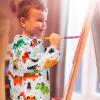 BAHABY Kids Art Smocks Dinosaur Painting Aprons for Children Waterproof Artist Smock with Long Sleeve and 3 Pockets for Age 3-8 Years (White) view 4