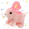 Hopearl Hopping Rabbit with LED Ears Interactive Electronic Pet Plush Bunny Toy with Sounds and Movements Animated Walking Wiggle Light up Ears Twitch Nose Gifts for Toddlers Birthday, Pink, 7'' view 1