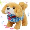 Hopearl Walking Dog Golden Retriever in Blue Vest Interactive Electronic Pet Plush Toy Puppy Woof and Moving Animated Nodding Head Gift for Toddlers Birthday, Brown, 7'' view 1