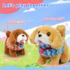 Hopearl Walking Dog Golden Retriever in Blue Vest Interactive Electronic Pet Plush Toy Puppy Woof and Moving Animated Nodding Head Gift for Toddlers Birthday, Brown, 7'' view 4