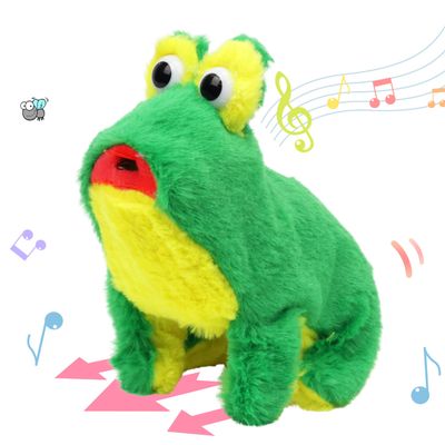 Hopearl Jumping Croaking Frog Interactive Electronic Pet Leapfrogging Plush Toy with Sounds and Movements Animated Stick Out Tongue Frog Gifts for Toddlers Birthday, 6''