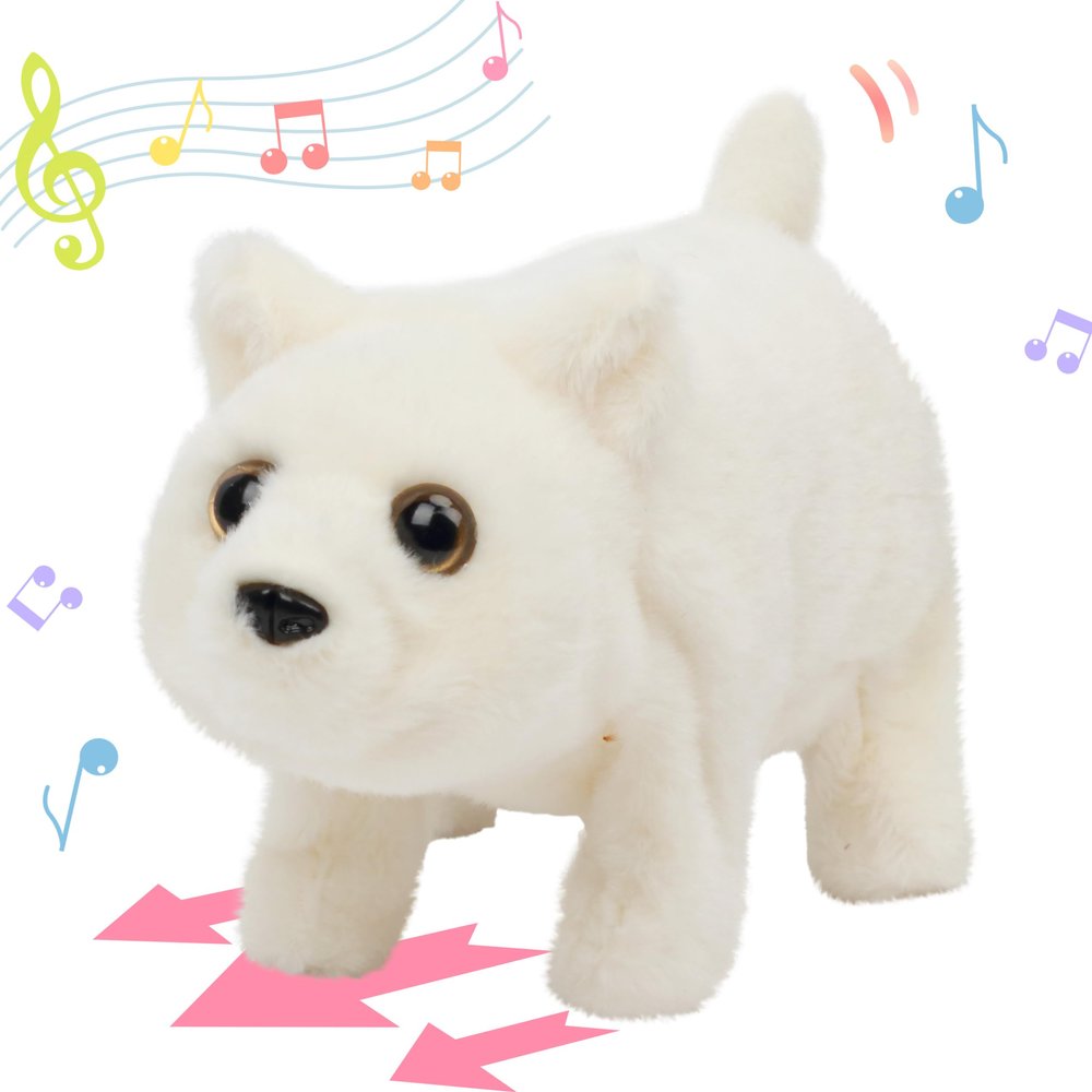 Hopearl Walking Polar Bear Interactive Electronic Pet Plush White Bear Toy with Sounds and Movements Animated Shaking Head Gifts for Toddlers Birthday, 9''