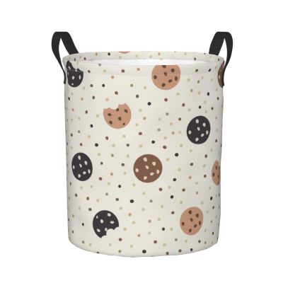Foruidea Sweet Chocolate Chip Cookies In White Laundry Basket,Laundry Hamper,Collapsible Storage Bin, Oxford Fabric Clothes Baskets,Nursery Hamper For Home,Office,Dorm,Gift Basket