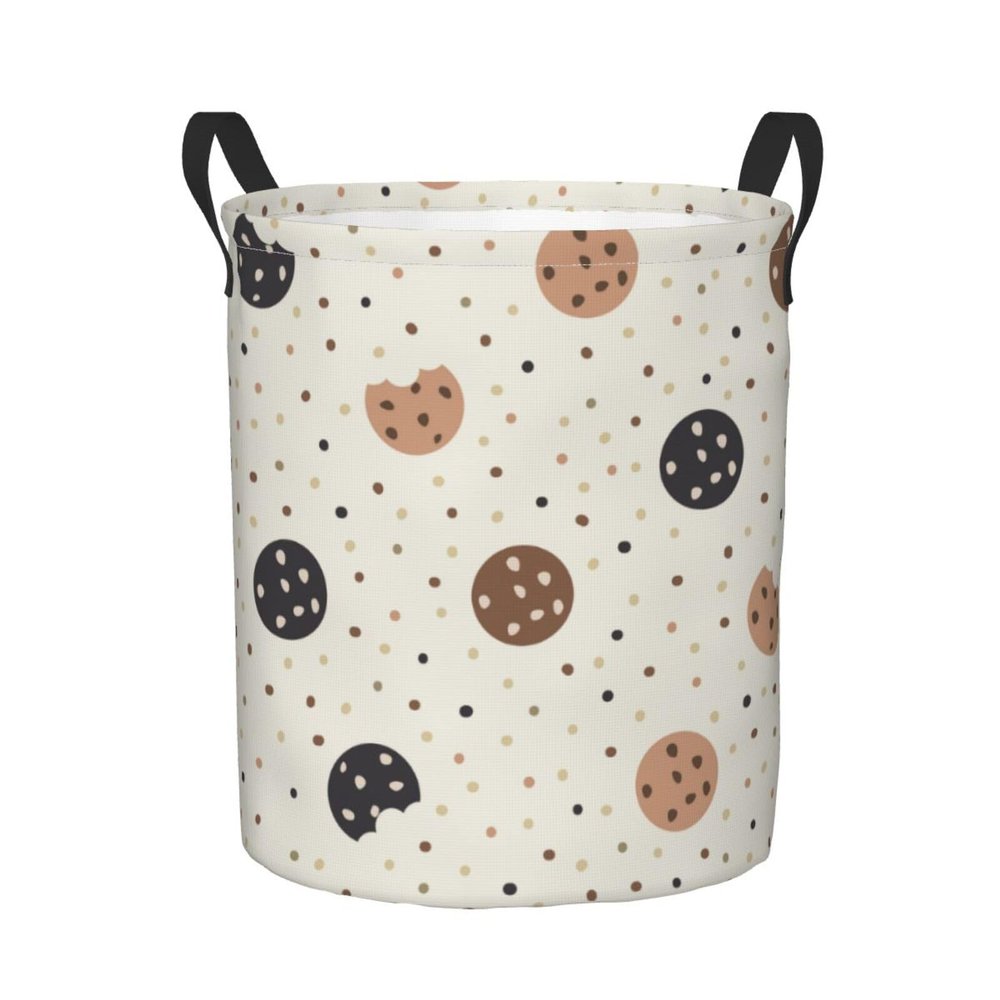 Foruidea Sweet Chocolate Chip Cookies In White Laundry Basket,Laundry Hamper,Collapsible Storage Bin, Oxford Fabric Clothes Baskets,Nursery Hamper For Home,Office,Dorm,Gift Basket