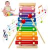 Wooden Xylophone for Kids,Toddler Xylophone Toy with 2 Child Safe Mallets,8 Diatonic Keys Musical Instruments for Preschoolers Educational Toys,Gifts view 1