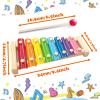 Wooden Xylophone for Kids,Toddler Xylophone Toy with 2 Child Safe Mallets,8 Diatonic Keys Musical Instruments for Preschoolers Educational Toys,Gifts view 2