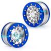 QUE-T 4pcs 1.9 inches Beadlocks Wheels Metal RC Crawler Wheel Hubs for TRX4 Axial Scx10 Series D90 Wraith VS4-10 1:10 Scale RC Car Upgrade (Blue & Silver) view 2